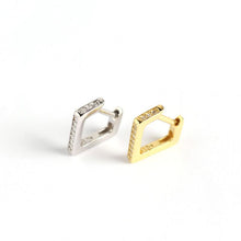 925 Sterling Silver Hoop Geometry CZ Hollow Irregular Quadrilateral Earrings