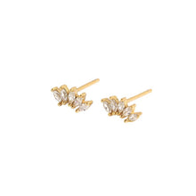 925 Sterling Silver Stud Simple Oval CZ Crown Earrings