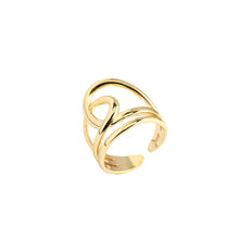 925 Sterling Silver Simple Lines Cross Double Layer Adjustable Ring