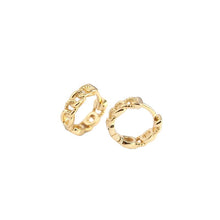 925 Sterling Silver Simple Hollow Chain Huggie Hoop Earrings