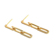 925 Sterling Silver Dangling Office CZ Hollow Chain Earrings