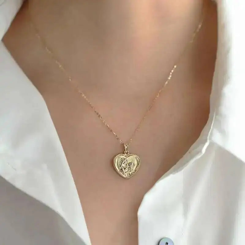 Full Real 9K  Gold Pendant, Exquisite Mother's Day Gift, Love Heart, Fashion Jewelry.