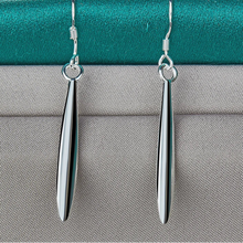 925 Sterling Silver Double Smooth Needle Drop Earrings For Woman Wedding Engagement Party Fashion Charm Jewelry