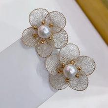 Korea New Earrings 14k Filled Gold Women Flower Pearl Earrings Elegant Women's Party Accessories SE57
