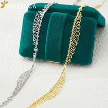 925 Sterling Silver Beaded Slim Dainty Lace Mesh Chain Necklace Women Shiny Trendy 46cm Choker Necklaces Italian Jewel