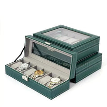New Watch Box 6/10/12 Grids  PU Leather Watches Display Case Jewelry Holder Storage Organizer With Lock