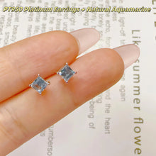 Cetificated PT950 Platinum Earrings With Natural Pink Green Tourmaline/Aquamarine 4 Prongs Blue Precious Gems Ear Stud Jewelry