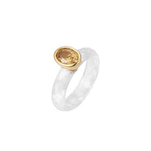 Natural White Crystal Circle Citrine S925 Silver Size 7 Rings For Women Clear Yellow Stone Minimalism Ring High Quality