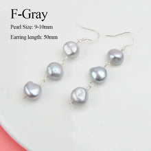 Real 925 Sterling Silver Natural Freshwater Pearl Earrings long korean earrings for Women Big Baroque pearl Jewelry Gift