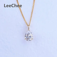 18K Yellow Gold Pendant 0.8CT Real Moissanite Necklace 5*7MM VVS Lab Diamond Fine Jewelry with Certificate AU750 White Rose Gold
