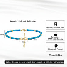 Genuine 925 Sterling Silver Infinity 4A CZ Anklet for Women 3mm Turquoise Beads Chain Anklets Summer Jewelry SA87