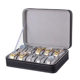 10 Slots Watch Zipper Travel Box Leather Display Case Organizer Jewelry Storage Container for Women Men Watch Display