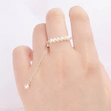 Natural Pearl 100% Real 925 Sterling Silver Tassel Adjustable Ring Women Handmade Freshwater Pearl Jewelry