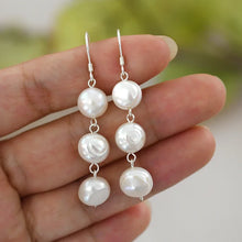 Real 925 Sterling Silver Natural Freshwater Pearl Earrings long korean earrings for Women Big Baroque pearl Jewelry Gift