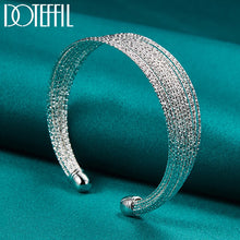 925 Sterling Silver Multi-line Bangle Bracelet For Woman Man Wedding Engagement Fashion Charm Party Jewelry