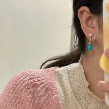 Sterling Silver 925 Ear Stud Natural Turquoise and Pearl Earrings For Women