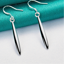 925 Sterling Silver Double Smooth Needle Drop Earrings For Woman Wedding Engagement Party Fashion Charm Jewelry