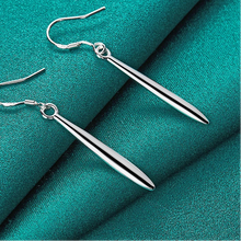 925 Sterling Silver Double Smooth Needle Drop Earrings For Woman Wedding Engagement Party Fashion Charm Jewelry