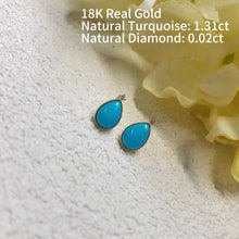 18K Solid Gold High Fashion Earrings/Pendants Certificated Natural Turquoise Platinum Jewelry Premium Blue Gemstone