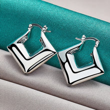 925 Sterling Silver Star Square Smooth Circle Hoop Earring For Woman Party Gift Fashion Charm Wedding Engagement Jewelry