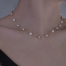 Real 18K Gold Natural Pearl Necklace Au750 Fine Jewelry Near Round Aniversary Gift For Women Mix Color X321-1