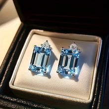 Luxury 100% 925 Real Silver 6X8mm Topaz Emerald Cut Earrings for Women Gemstone Wedding Band Party Fine Jewelry Gift