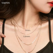AU585 Gold Choker Necklace Jewelry 14K Real Gold Neck O Chains Woman Original Elegant Necklaces Chain Luxury Fine Jewel