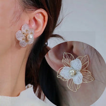 Korea New Earrings 14k Filled Gold Women Flower Pearl Earrings Elegant Women's Party Accessories SE57