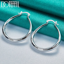 U Grain Circle Hoop Earring 925 Sterling Silver For Women Lady Best Gift Fashion Charm Silver Wedding Jewelry