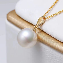 18K Yellow Gold Necklace Pendant Round Natural Freshwater Pearl Pure AU750 Fine Jewelry for Women PE016