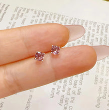 Cetificated PT950 Platinum Earrings With Natural Pink Green Tourmaline/Aquamarine 4 Prongs Blue Precious Gems Ear Stud Jewelry