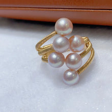 Handmade Purple Freshwater Pearl 14K Gold Plated Finger Ring Opening Design Ring for Women SR10