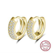 Solid 925 Sterling Silver Hoop Earrings For Women Small Circle  Silver Color Trendy Female Wedding Jewelry SE103