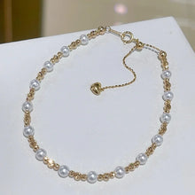 18k Gold Natural Freshwater Trendy Design 4-5mm Little Golden Pearl Bracelet Jewelry for Formal Occasion ST06