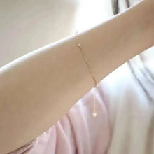 14K Real Solid Gold Crystal Charm Bracelet, Minimal Simple Style, Minimalist Jewelry, kj181