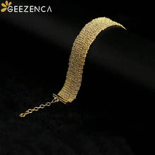 Italy design Luxury 925 Silver with 18K Gold Mesh Chain Woven Flat Bracelet Women Sparkling Dainty Wide Bracelets Love Gift For Her