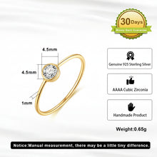 Gold ring with a single round-cut cubic zirconia stone, shown on a white background with product details and specifications. The image includes a brand logo 'Orisa Jewels', a '30 Days Money Back Guarantee' badge, and text indicating the stone is 4.