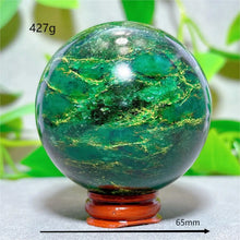 Emerald  Sphere Golden stripe Crystal Natural Quartz Stone Home Decoration Minerals Reiki Gifts Craft Energy Healing Spiritual