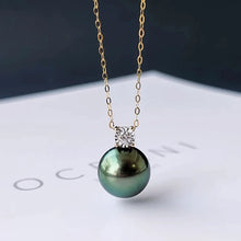 18k Gold Black Pearl Necklace pendant  For Women,Natural Tahiti Pearl Necklace pendant AU750,Seawater Pearl necklace Gift
