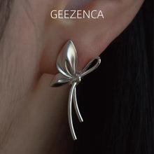 925 Sterling Silver Bow Stud Earrings For Women Designer Trendy Ribbon Bowknot Statement Earrings Luxury Jewelry Gift