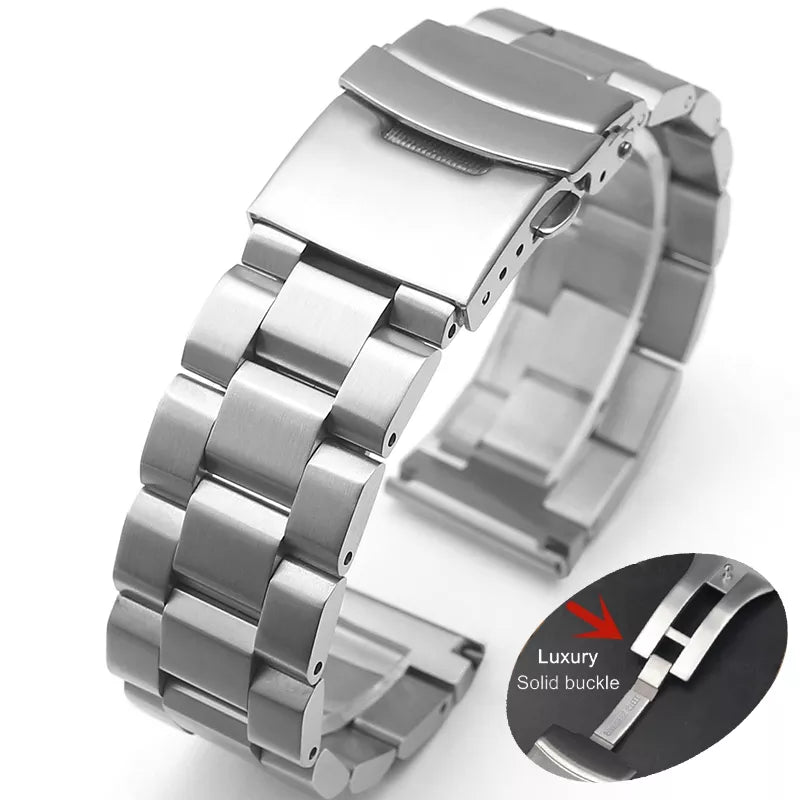 18mm 20mm 22mm 24mm Solid Buckle Metal Strap Stainless Steel Bracelet for Samsung Watch 3 Band for Huawei Watch Luxury Wristband