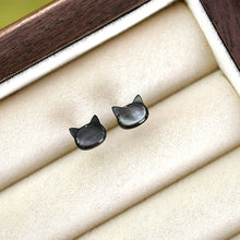 Korean Style Natural Shell Black Cat Earring 925 Sterling Silver for Women Party Fashion Jewelry Gift