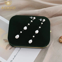 Natural Baroque Pearl 925 Sterling Silver Long Earrings Wedding Jewelry for Women