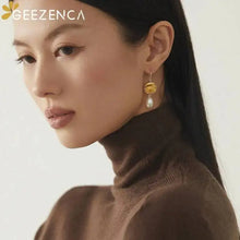 925 Silver Two Tone Natural Pearl Dangle Earrings for Women Buddha Statues Bodhisattva Eye Unique Chic Earring New Gift