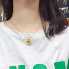18K Real Gold Set 12mm Natural Baltic Amber Moissanite Pendant With Rope Silver Chain Necklaces Exquisite Luxurious Fine Jewelry