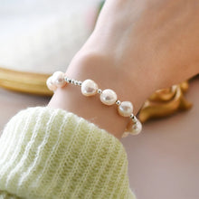 Natural Freshwater Baroque Pearl 925 Sterling Silver Love Bracelet for Girls Gift