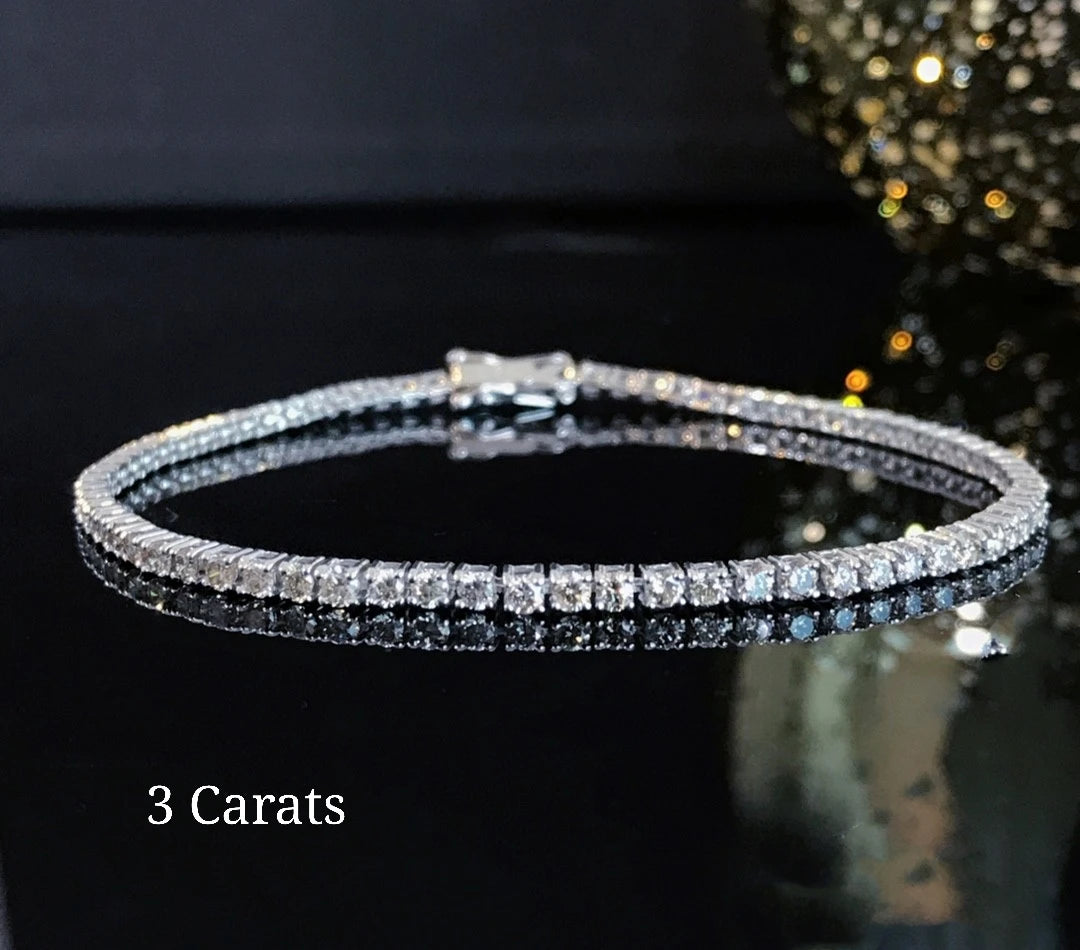 18K Solid Dianond Bracelet 3 carats White Real Gold Jewelry(AU750) Women Diamond South African Diamonds Wedding Gift For Lady