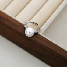 10-11mm Natural Freshwater Pearl 925 Sterling Silver Opening Adjustable Ring Fashion Jewelry for Women