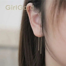 GOLDtutu 14K Gold Earline Chain Earring, Mini, Dainty, Simple Style, Women's Gift, kj48