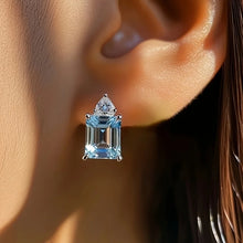 Luxury 100% 925 Real Silver 6X8mm Topaz Emerald Cut Earrings for Women Gemstone Wedding Band Party Fine Jewelry Gift